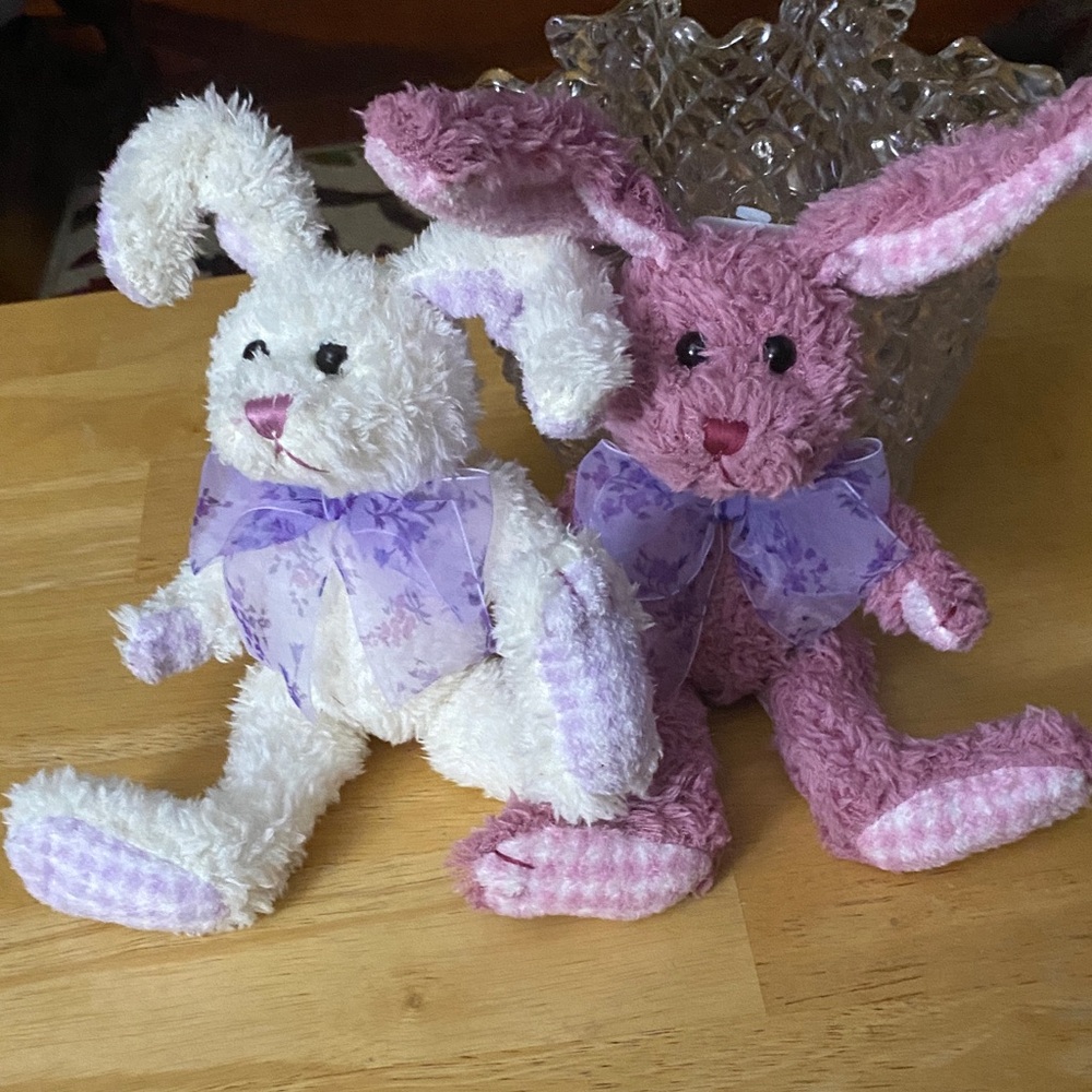 Plush Bunny Pair with Bows